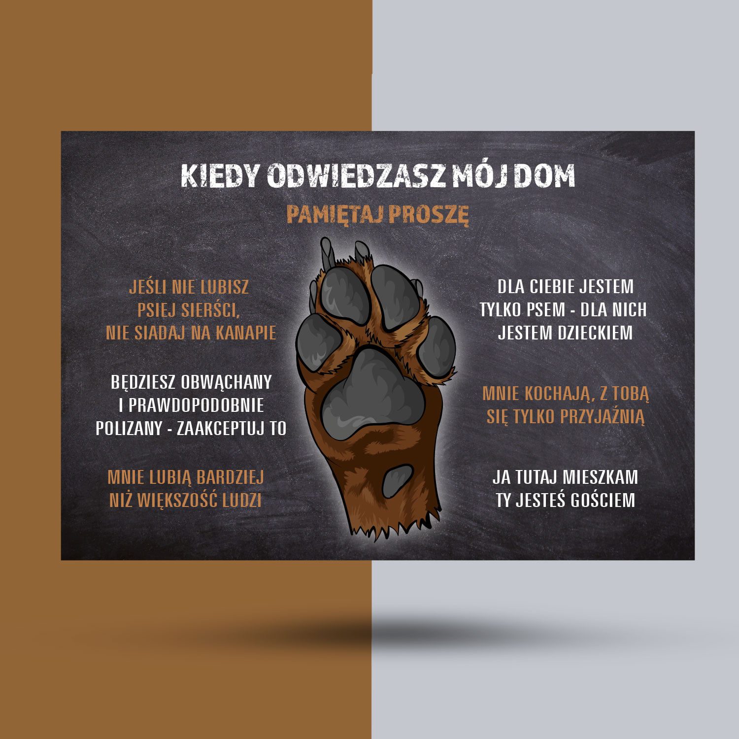 Tabliczka odwiedziny psia łapa