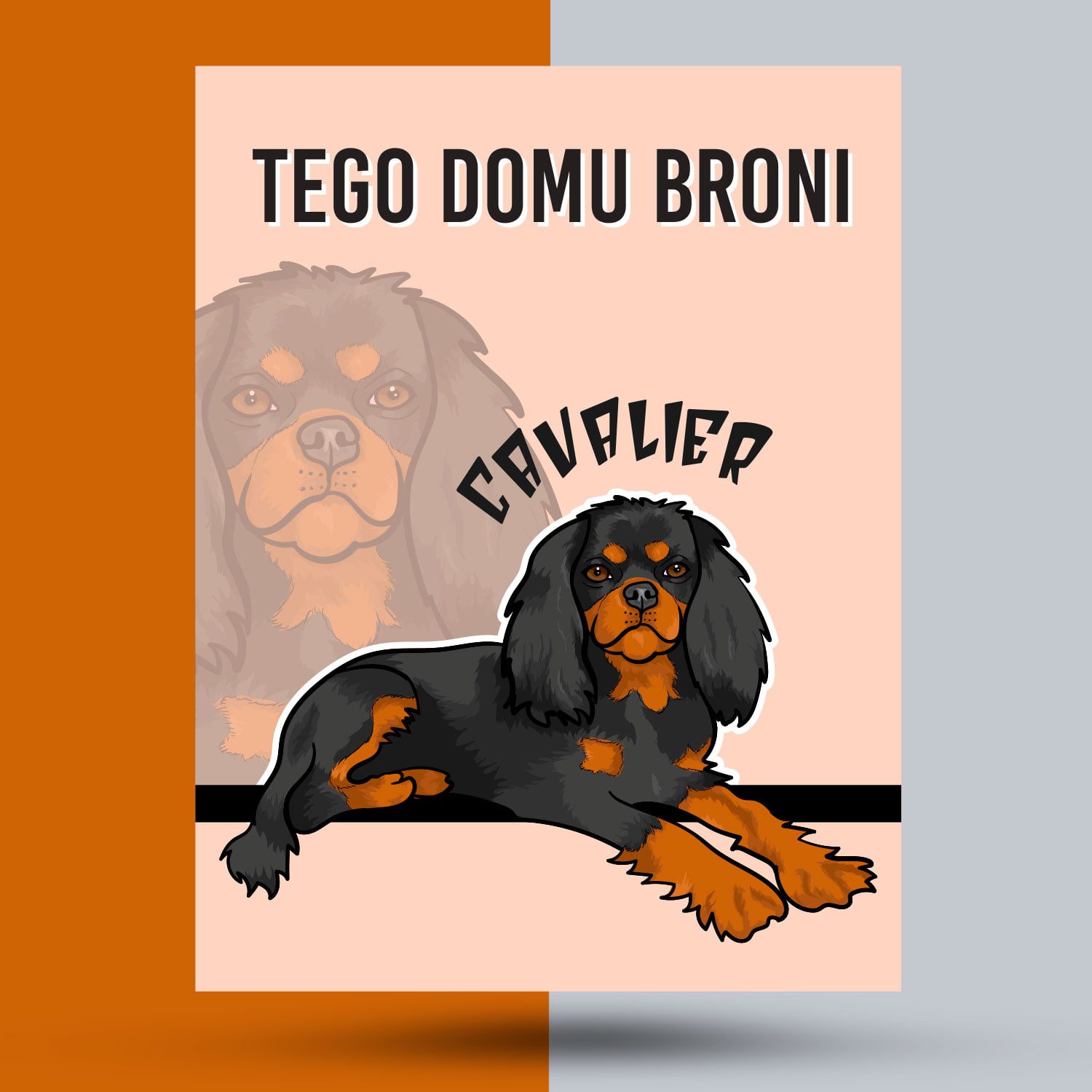 Tabliczka na płot terenu pilnuje king charles cavalier black tan