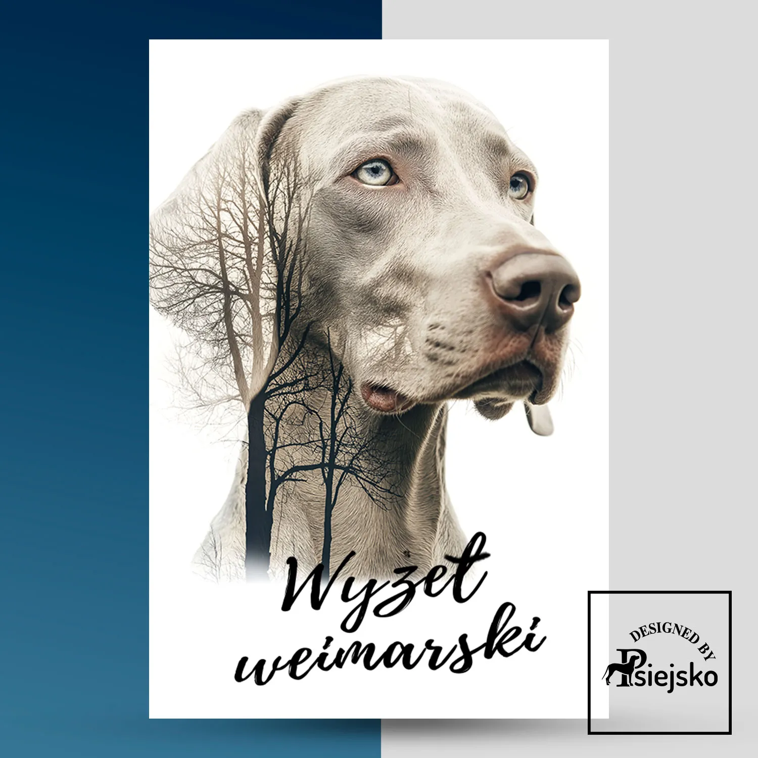 Tabliczka wyżeł weimarski las podwójna ekspozycja