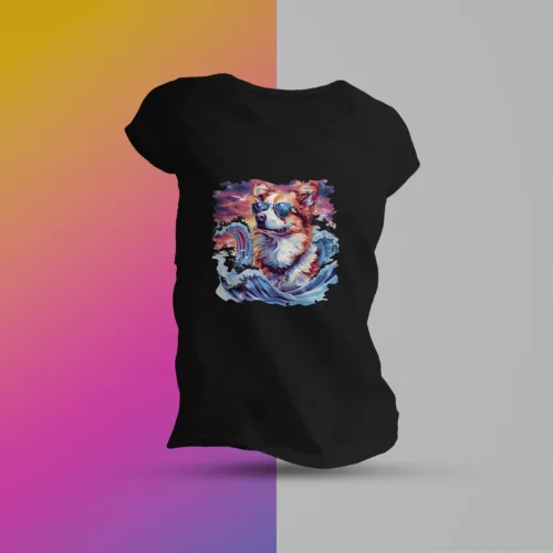 koszulka damska z corgi na hawajach