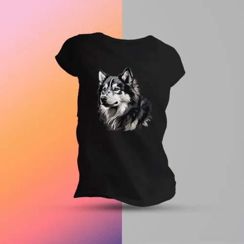 koszulka damska z husky czarno biały